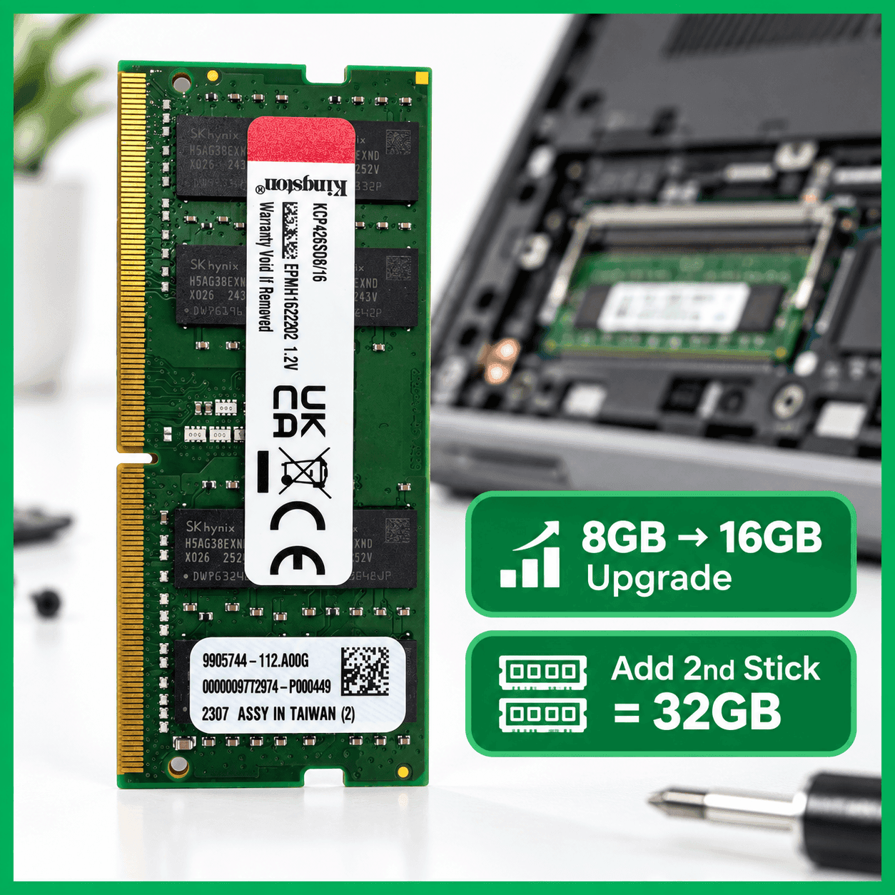 Kingston 16GB DDR4 3200MHz Laptop RAM | Tested | SO-DIMM