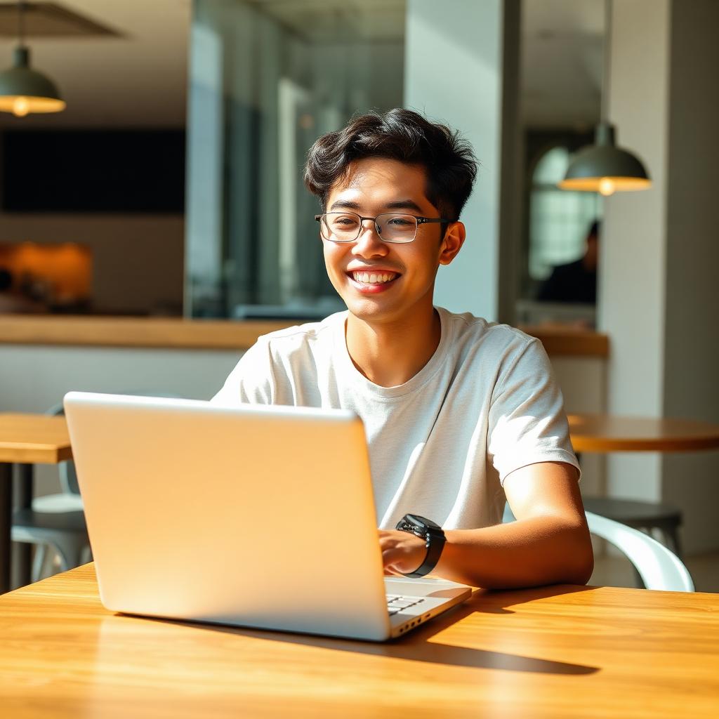Singapore professional using a refurbished laptop